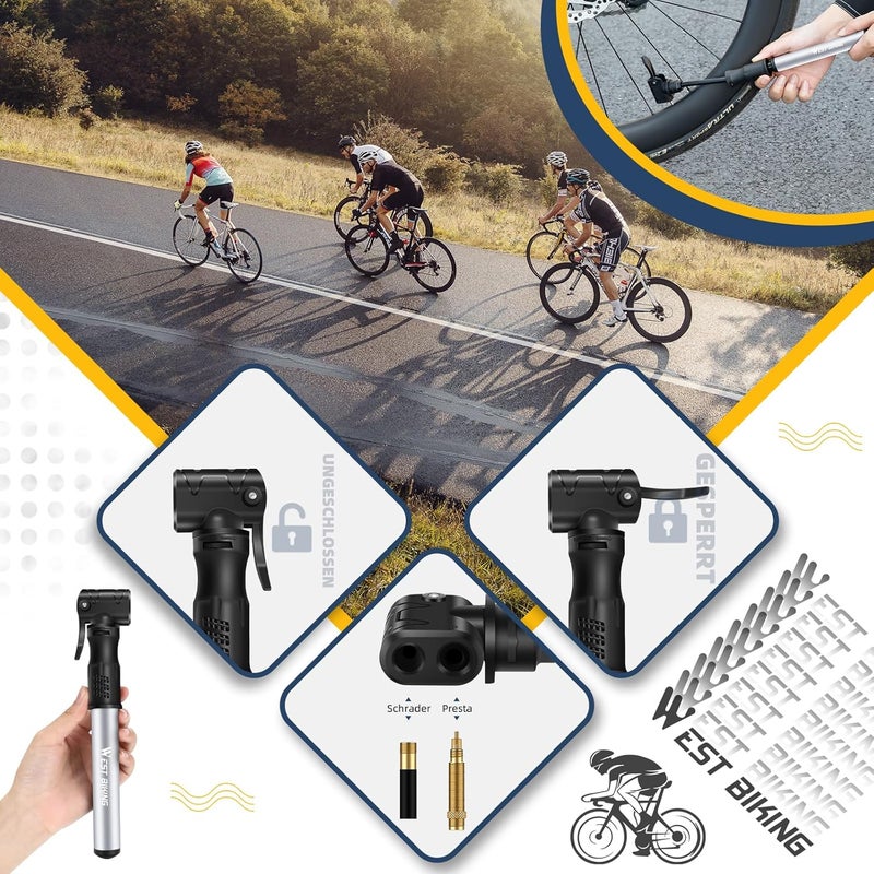 CYCLESPEED Mini Bike Pumps with Presta & Schrader Valve，Hand Mini Pump, Portable Inflator Pump with Repair Kit，Fast Tyre Inflator Pump Road and Mountain Bikes, Balls etc - Image 2